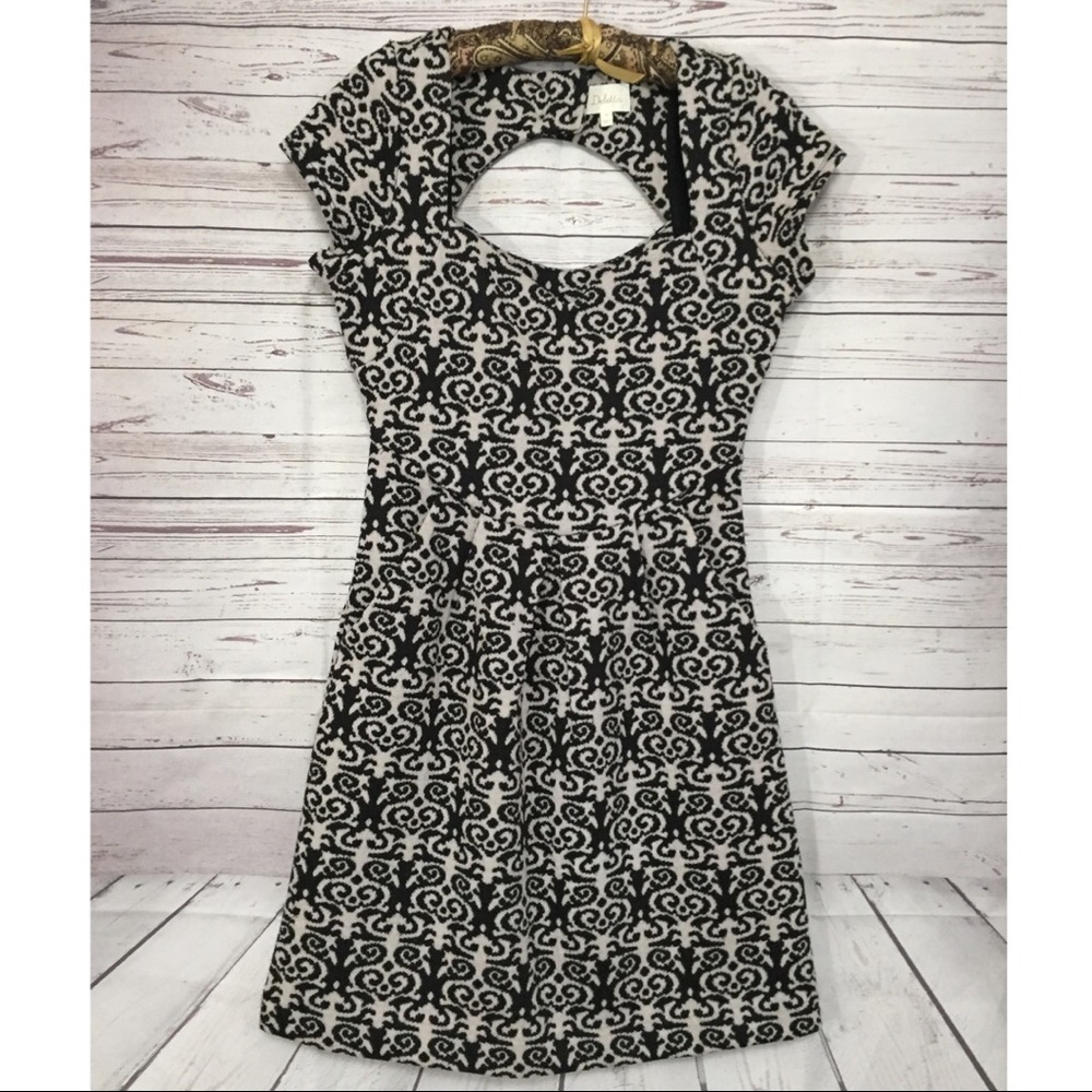 Anthropologie Deletta Pouf Dress Black White XS